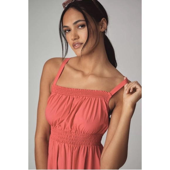 Anthropologie Daily Practice Rose Pink High-Low Smocked Midi Dress S NWT - Picture 2 of 5